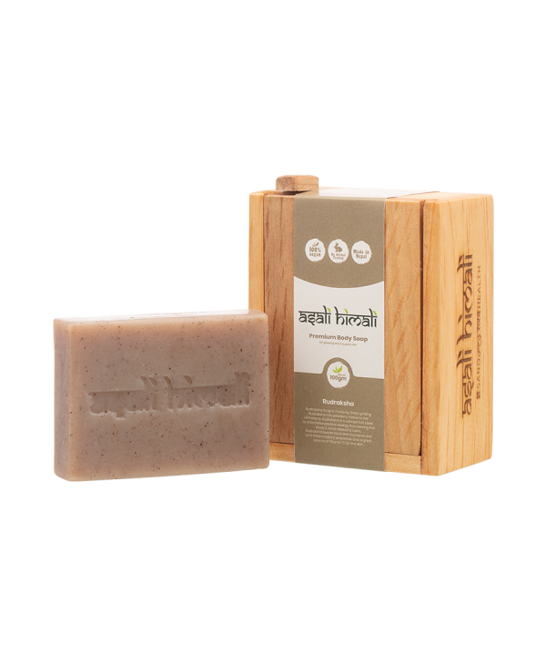 Rudraksha Body Soap (wooden soap dish included)